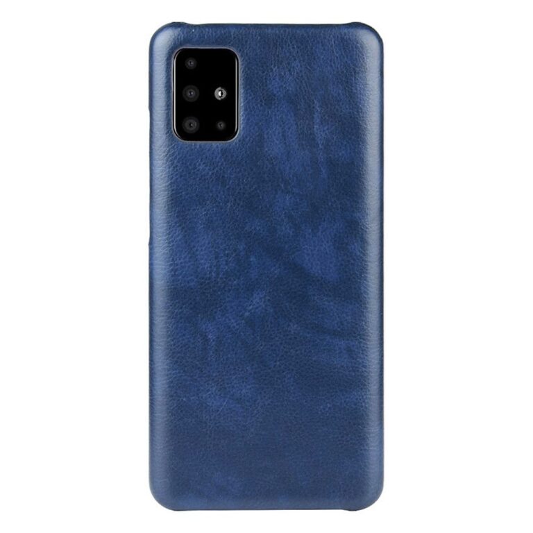 Samsung Galaxy A51 tok hátlap, Leather Blue kék keményú bőr védő