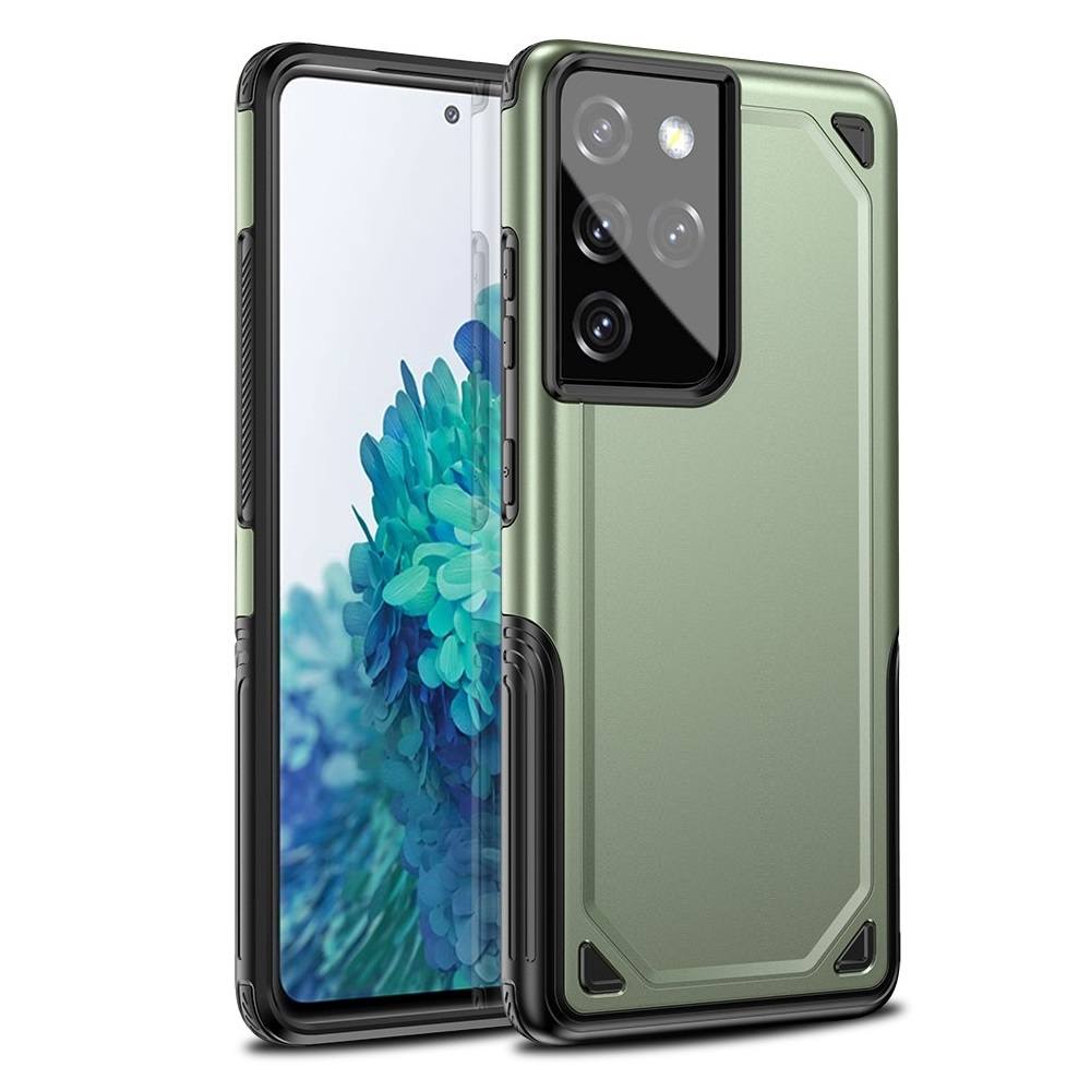 Samsung Galaxy S21 Ultra védőtok, Rugged Green zöld többrétegű hybrid
