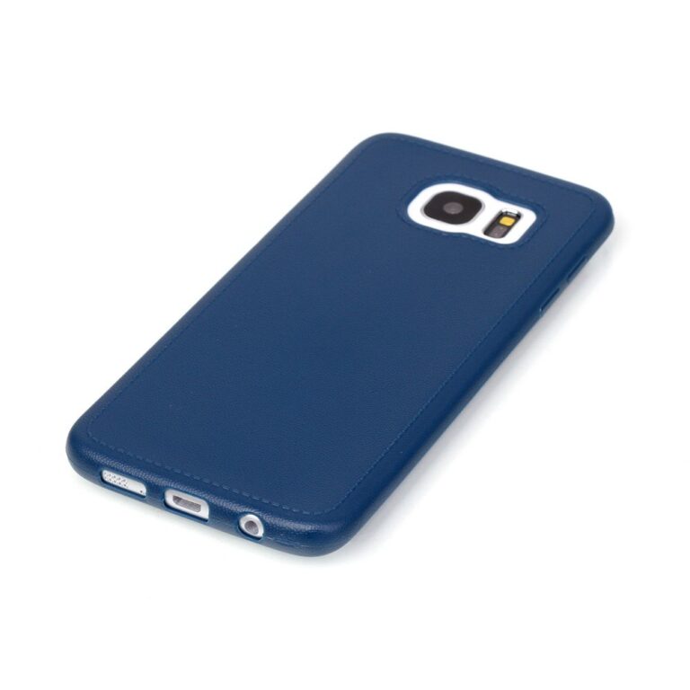 Samsung Galaxy S7 Edge tok, Plastic Leather Blue bőrhatású kék