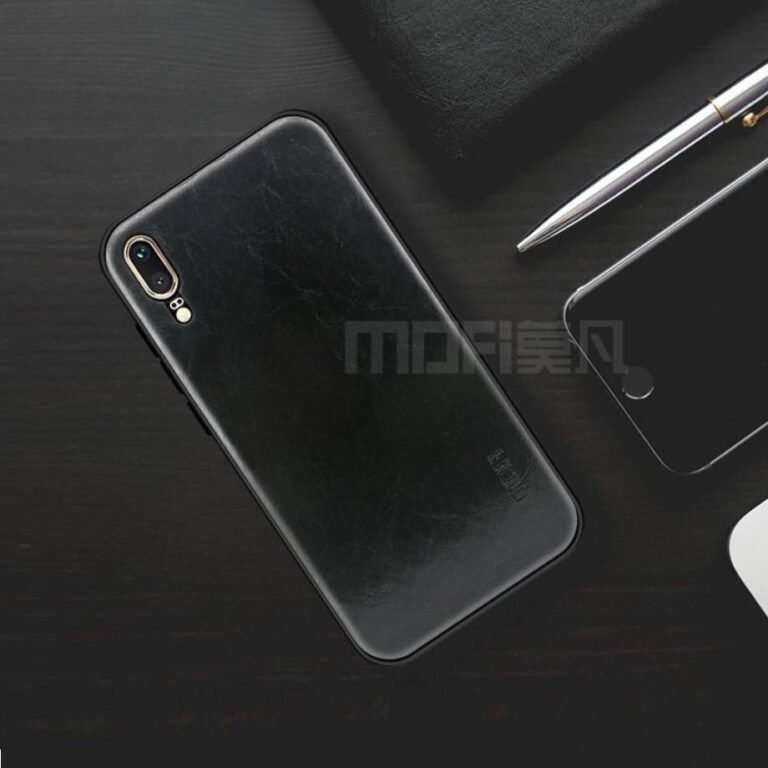 Huawei P20, Leather Black prémium bőrtok fekete színben
