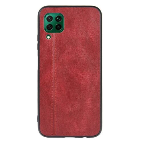 Huawei P40 Lite hátlap, Leather Back Red valódi bőr piros