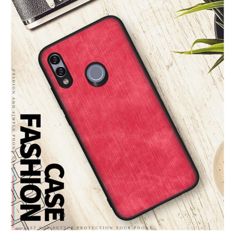 Huawei P Smart védőtok, Textil Red piros szövet betéttel