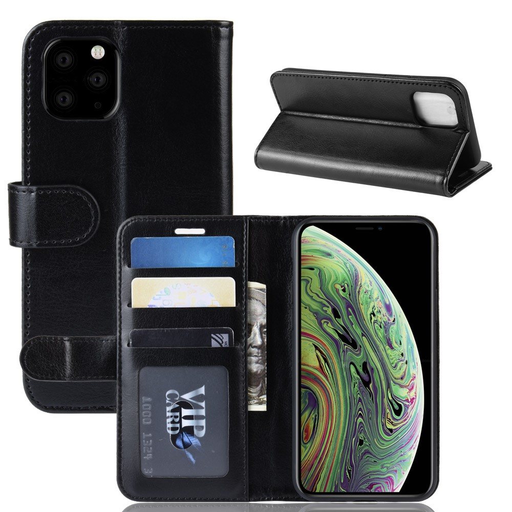 iPhone 11 Pro, Leather Book bőrtok fekete mágneses csattal