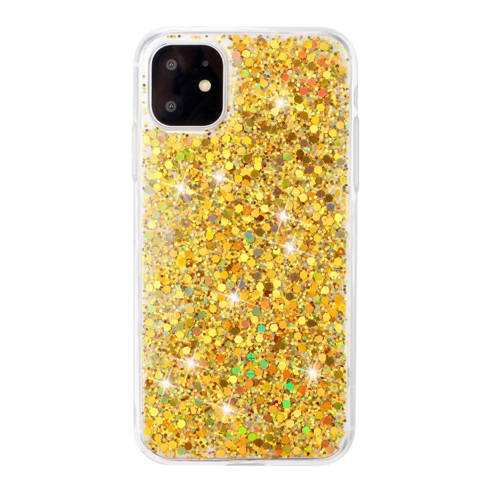 iPhone 11 tok, Sparkle Gold szilikon arany csillámos