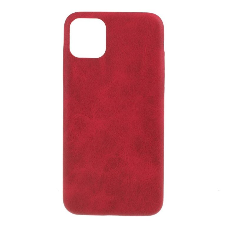 iPhone 11 Pro Max hátlap, Leather Thin Red piros valódi bőr bőr