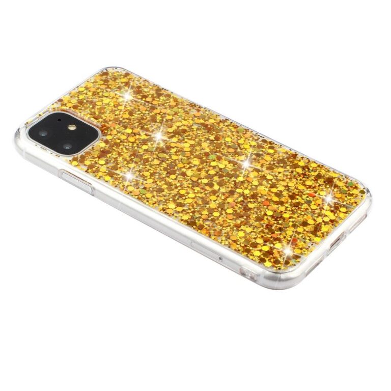 iPhone 11 tok, Sparkle Gold szilikon arany csillámos