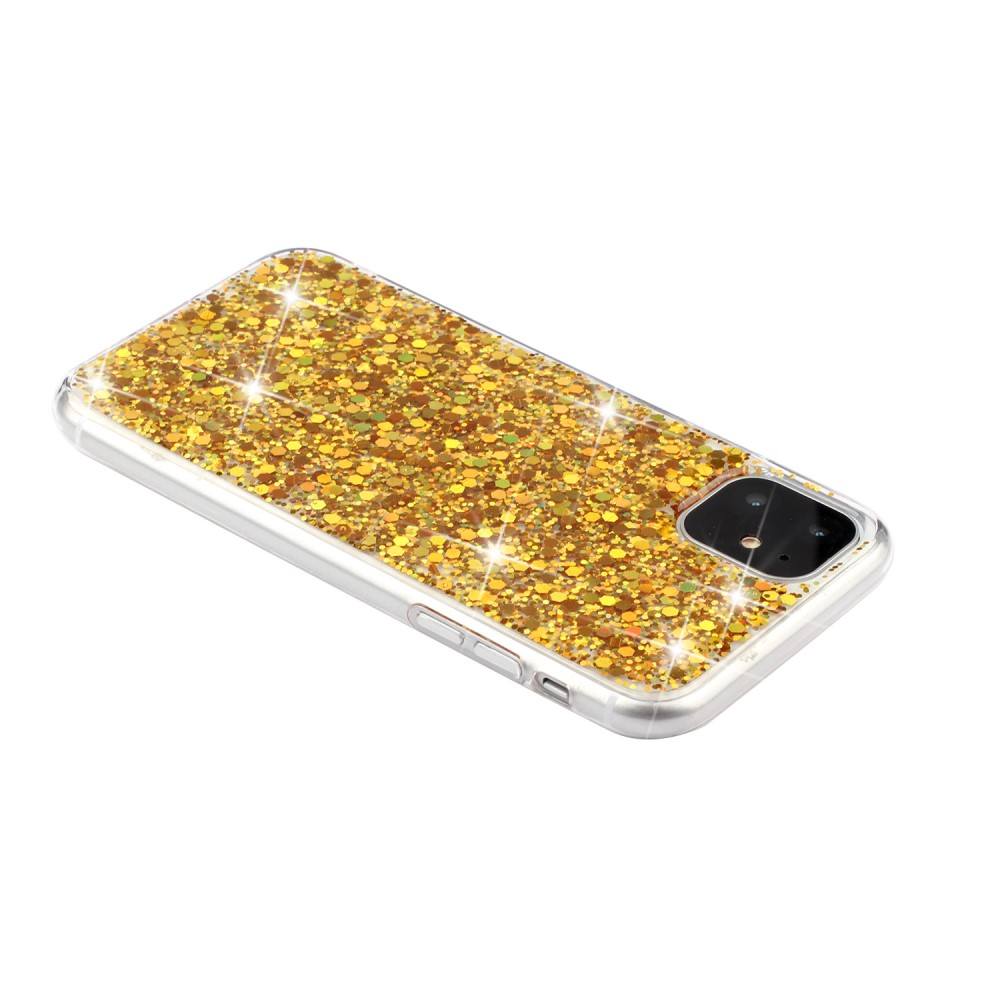 iPhone 11 tok, Sparkle Gold szilikon arany csillámos
