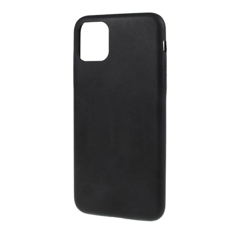iPhone 11 Pro Max tok, Leather Thin Black valódi fekete bőrből