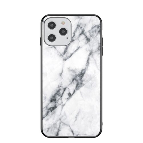 iPhone 12 Pro, Glass Marble White fehér márvány üvegtok
