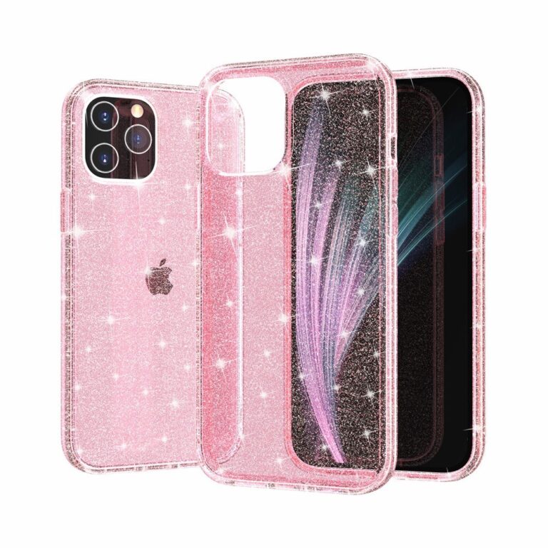 iPhone 12 Mini tok, Glitter Pink szilikon csillogó pink