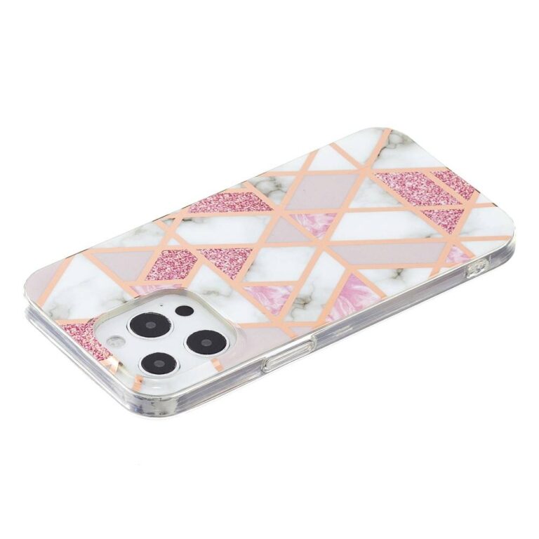 iPhone 14 Pro Max védőtok, Plating pink mintás rózsaszín tok