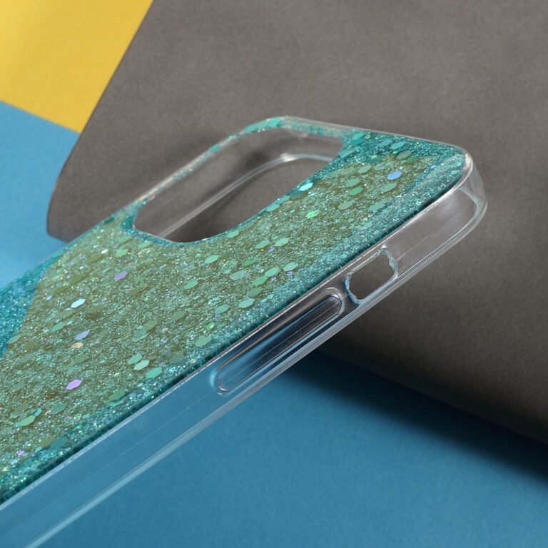 iPhone 13 Mini csillogó tok, Glitter powder tengerkék színben