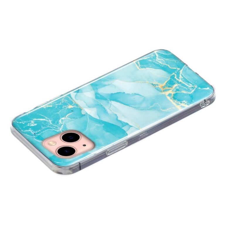 iPhone 14 tok, Marble Blue márvány mintás szilikon