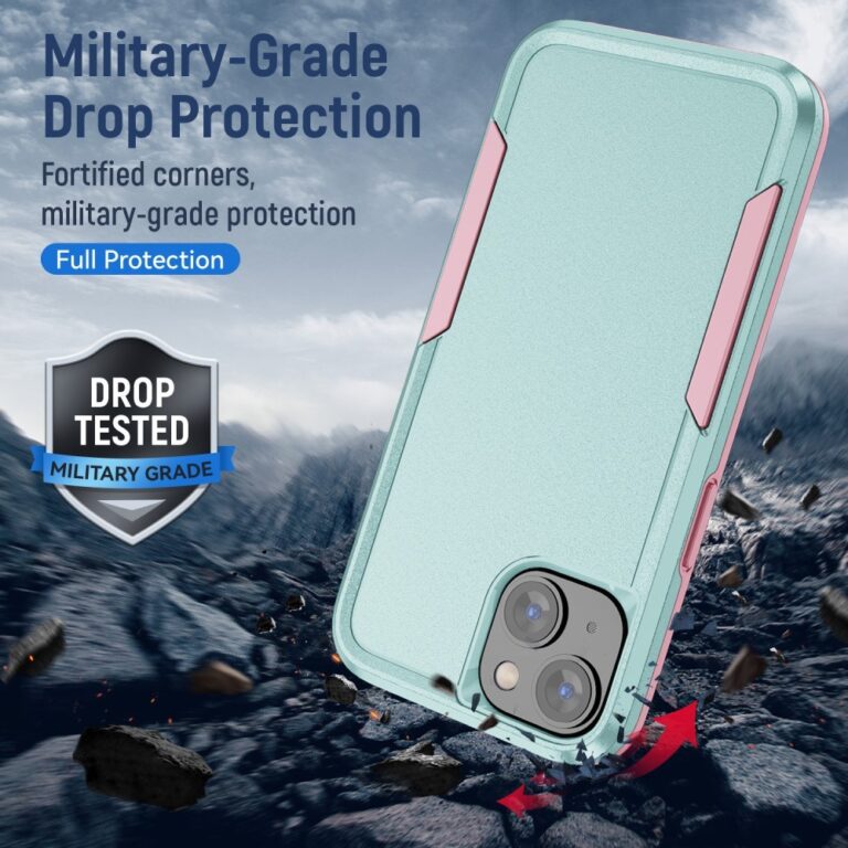iPhone 15 mobiltok, Impact Armor ütésálló kékes pink