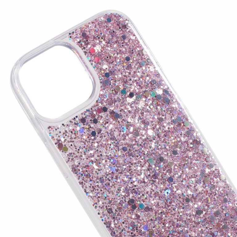 iPhone 15 csillogós szilikontok, Sparkle powder pink