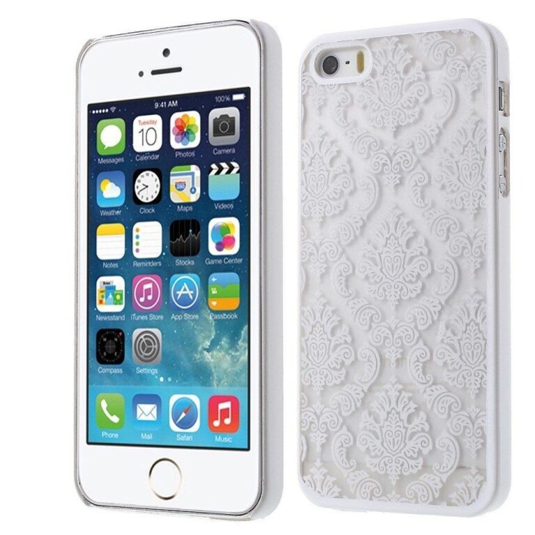 iPhone 5S/SE telefontok, Damask White fehér csipkés manyag