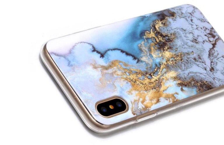 iPhone XS védőtok, Marble Gold márvány mintás telefon