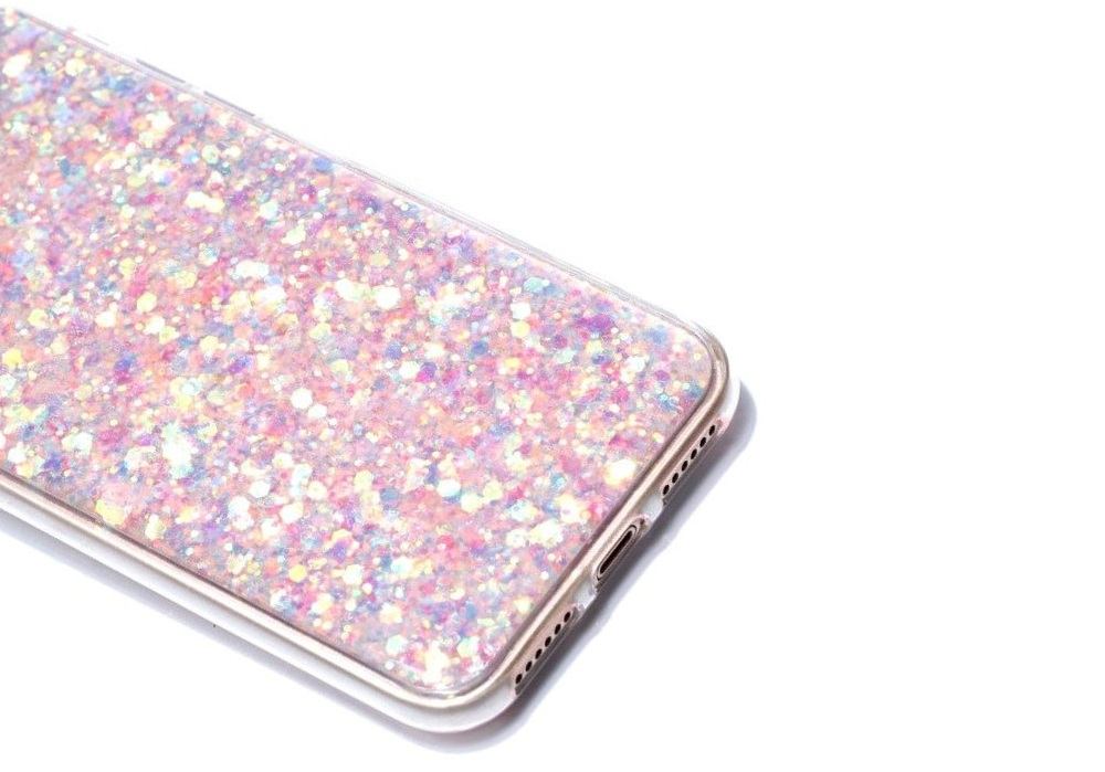 iPhone XS hátlap, Glitter Rose csillámló pink