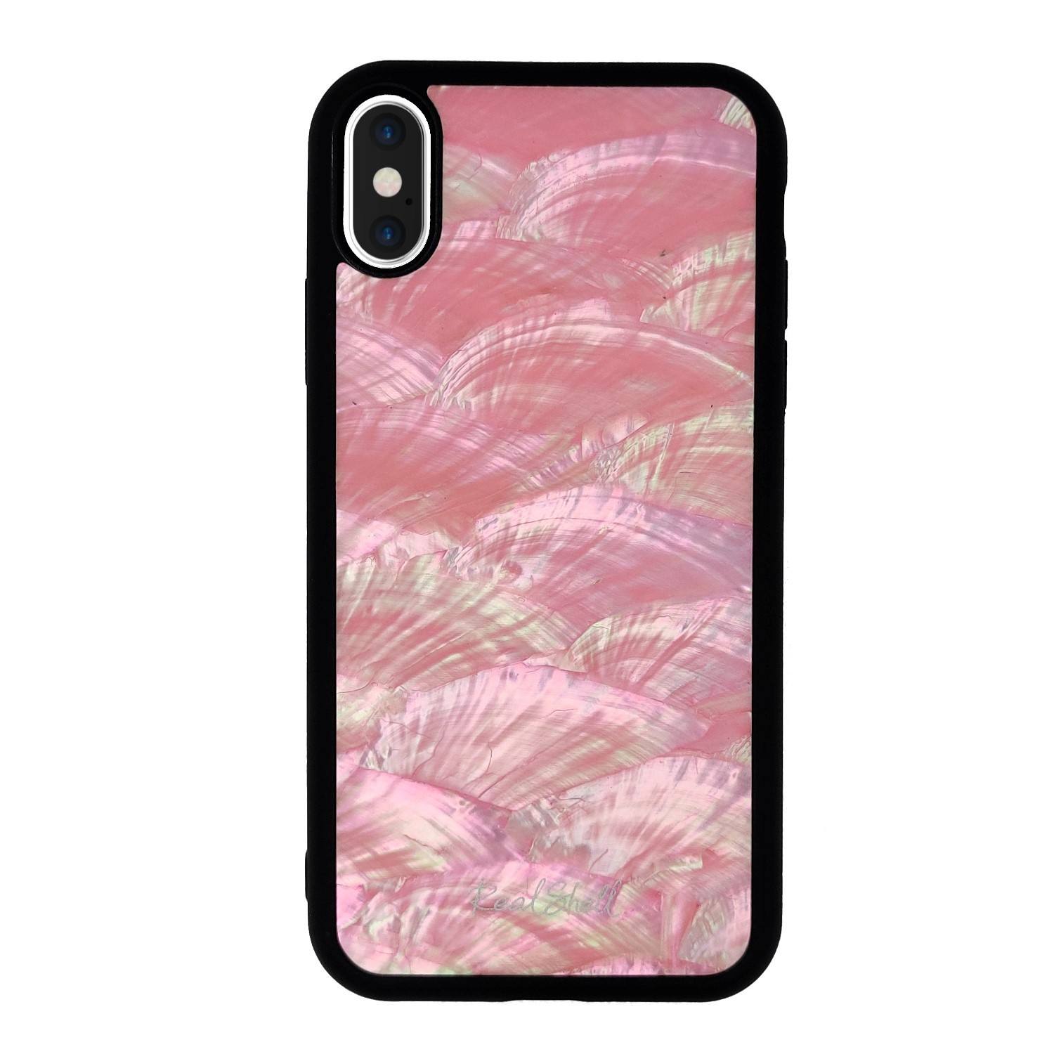 iPhone XS tok, RealShell Rose rózsaszín kagyló mintával