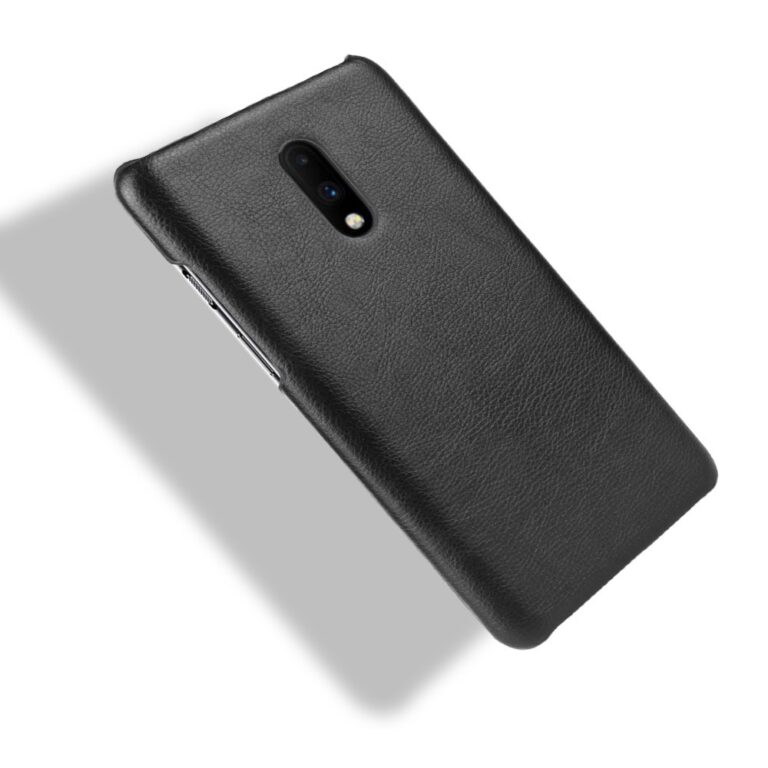 OnePlus 6T/7 tok, Leather Vintage Black fekete színű bőr