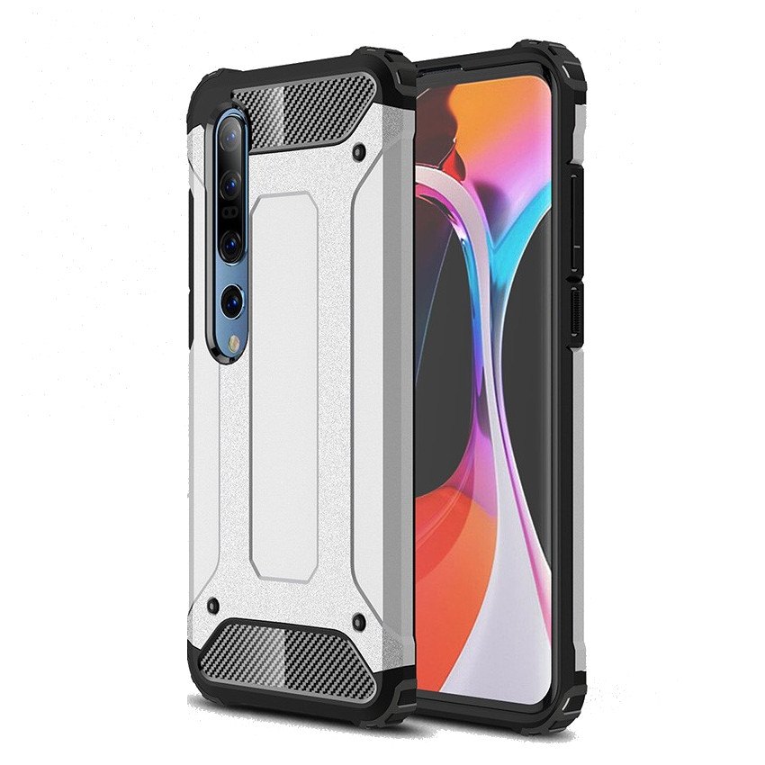 Xiaomi Mi 10 védőtok, Extreme Armor ütésálló ezüst mobil